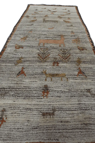 206 x 88 cm Gabbeh Tribal Wool Rug Hand-Knotted Brown Colour - Rugoutlet