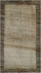 190 x 175 cm Gabbeh Tribal Wool Rug Hand-Knotted Brown Beige Colour - Rugoutlet