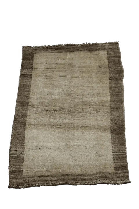 190 x 175 cm Gabbeh Tribal Wool Rug Hand-Knotted Brown Beige Colour - Rugoutlet
