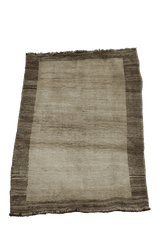 190 x 175 cm Gabbeh Tribal Wool Rug Hand-Knotted Brown Beige Colour - Rugoutlet