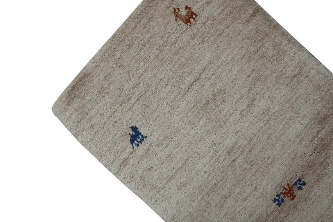 133x65 cm White Contemporary hand tufted Gabbeh runner - Rugoutlet