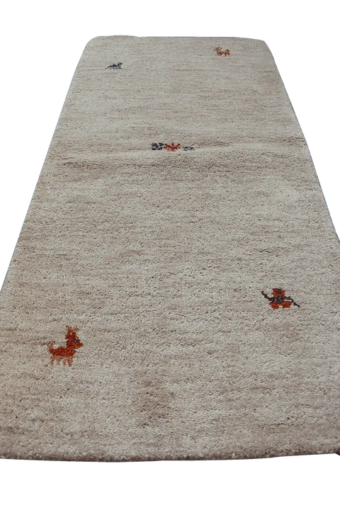 133x65 cm White Contemporary hand tufted Gabbeh runner - Rugoutlet