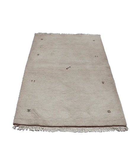 187 x 123 cm Gabbeh Tribal Wool Rug Hand-Knotted Beige Colour - Rugoutlet