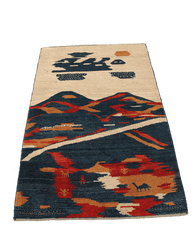 163 x 110 cm Gabbeh Tribal Wool Rugs Handmade Beige Grey Colour - Rugoutlet