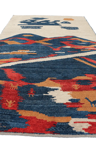 163 x 110 cm Gabbeh Tribal Wool Rugs Handmade Beige Grey Colour - Rugoutlet