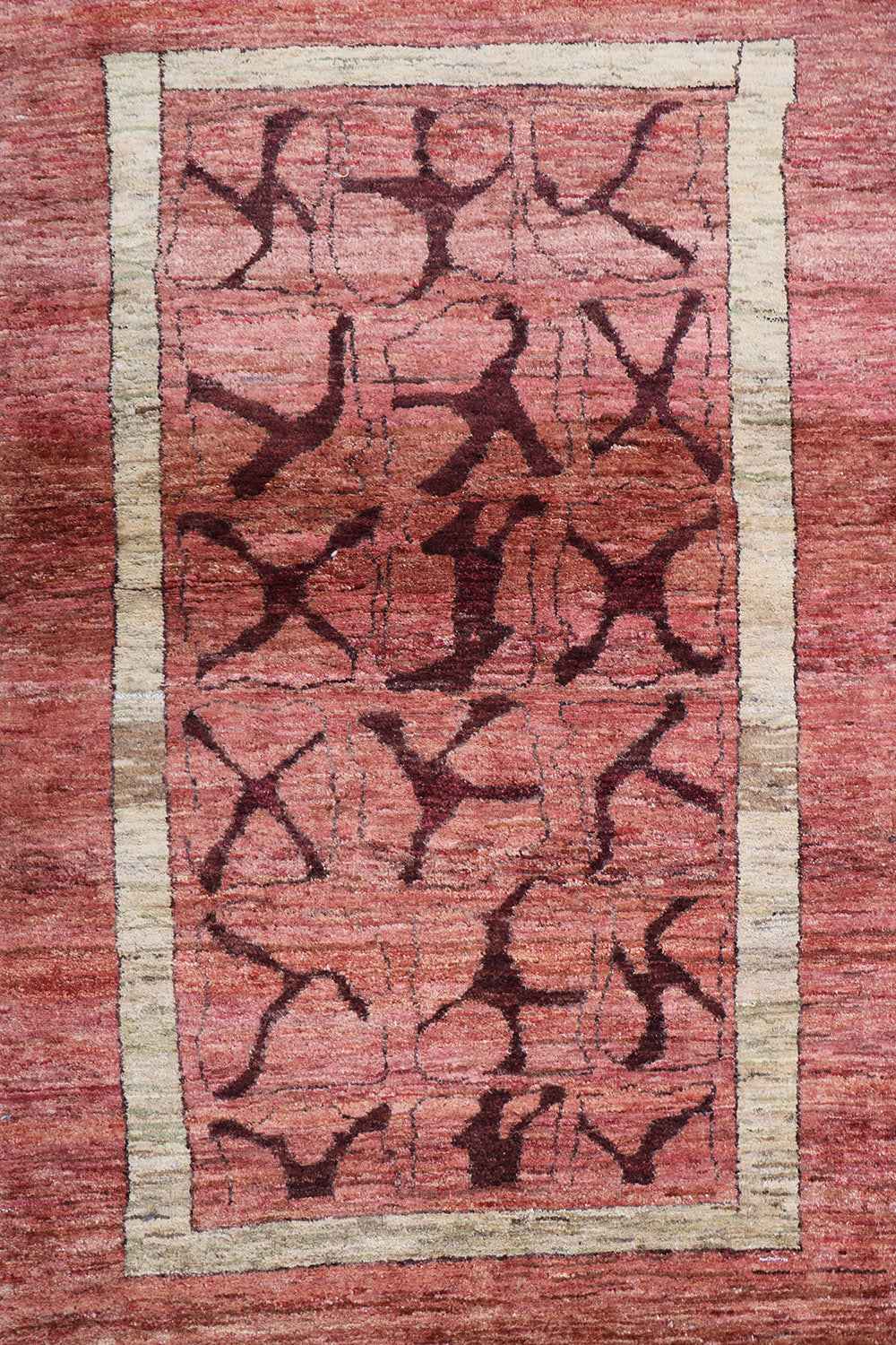 142 x 90 cm Gabbeh Tribal Wool Rugs Handmade Peach Colour - Rugoutlet