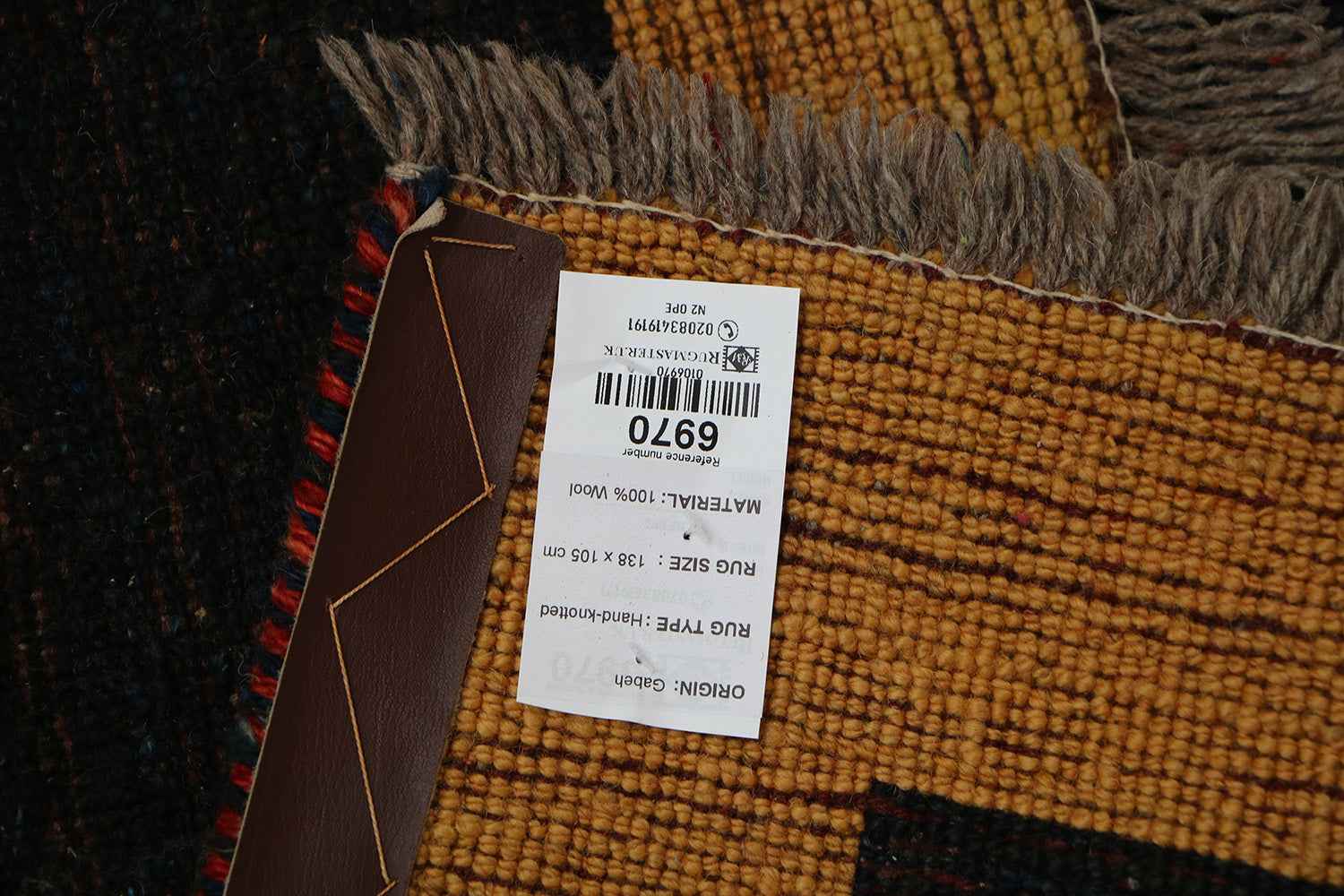 138x105 cm Black/Navy blue and Yellow Persian Gabbeh Qashqai Tribal rug - Rugoutlet