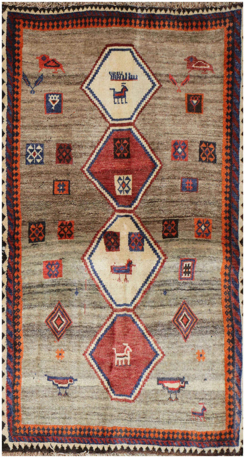 168 x 112 cm (5.51 x 3.67 ft) Gabbeh Tribal Wool Rugs Handmade Brown Coloured - Rugoutlet