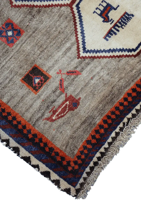 168 x 112 cm (5.51 x 3.67 ft) Gabbeh Tribal Wool Rugs Handmade Brown Coloured - Rugoutlet