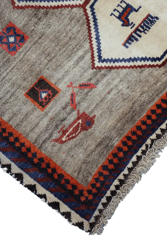 168 x 112 cm (5.51 x 3.67 ft) Gabbeh Tribal Wool Rugs Handmade Brown Coloured - Rugoutlet