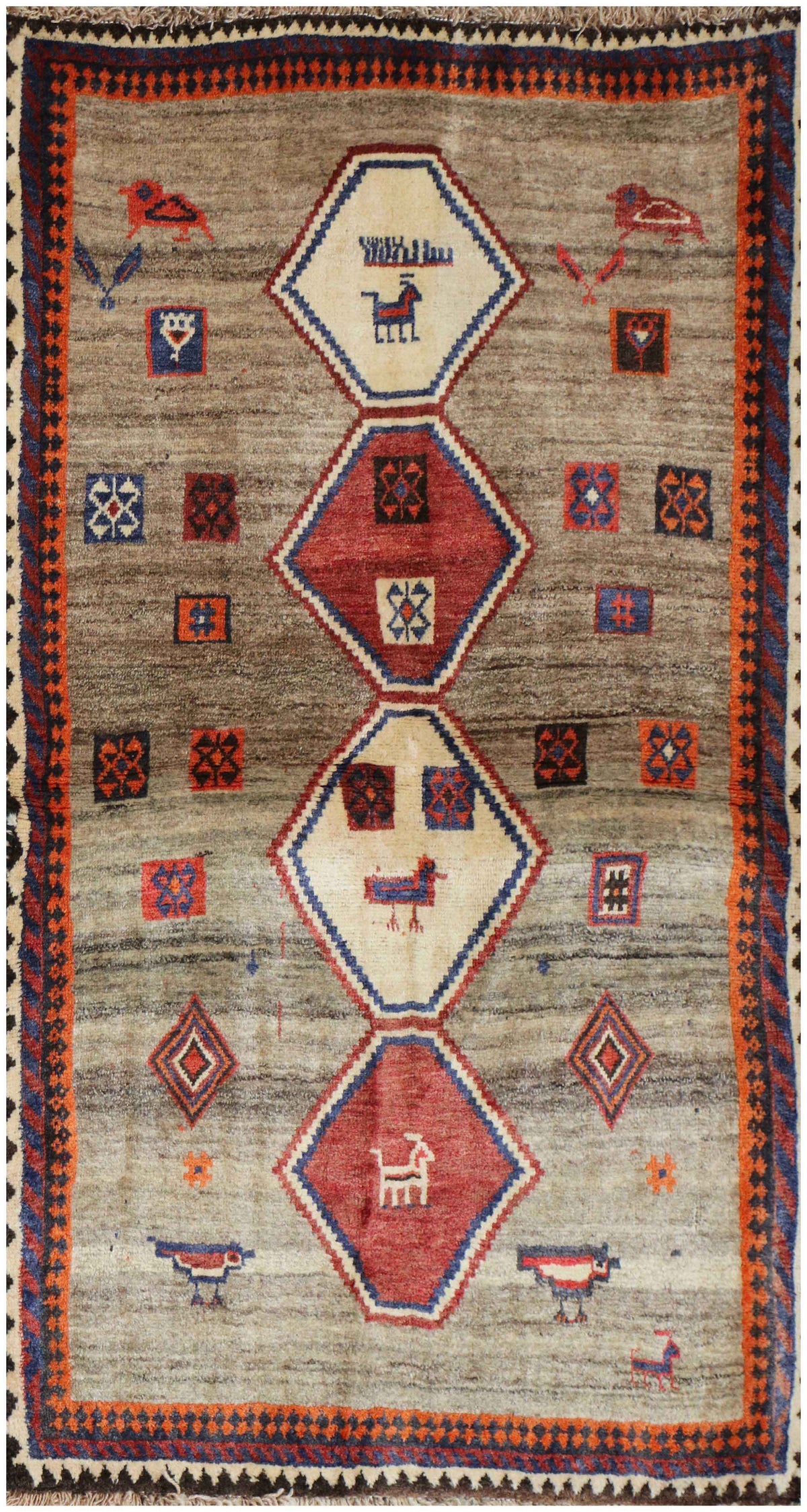 168 x 112 cm (5.51 x 3.67 ft) Gabbeh Tribal Wool Rugs Handmade Brown Coloured - Rugoutlet