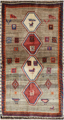 168 x 112 cm (5.51 x 3.67 ft) Gabbeh Tribal Wool Rugs Handmade Brown Coloured - Rugoutlet