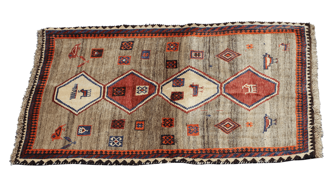 168 x 112 cm (5.51 x 3.67 ft) Gabbeh Tribal Wool Rugs Handmade Brown Coloured - Rugoutlet