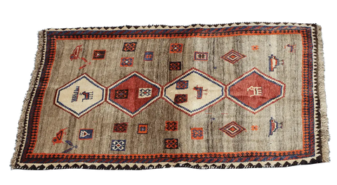 168 x 112 cm (5.51 x 3.67 ft) Gabbeh Tribal Wool Rugs Handmade Brown Coloured - Rugoutlet