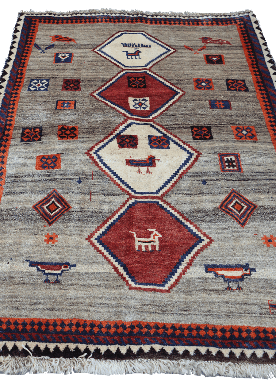 168 x 112 cm (5.51 x 3.67 ft) Gabbeh Tribal Wool Rugs Handmade Brown Coloured - Rugoutlet