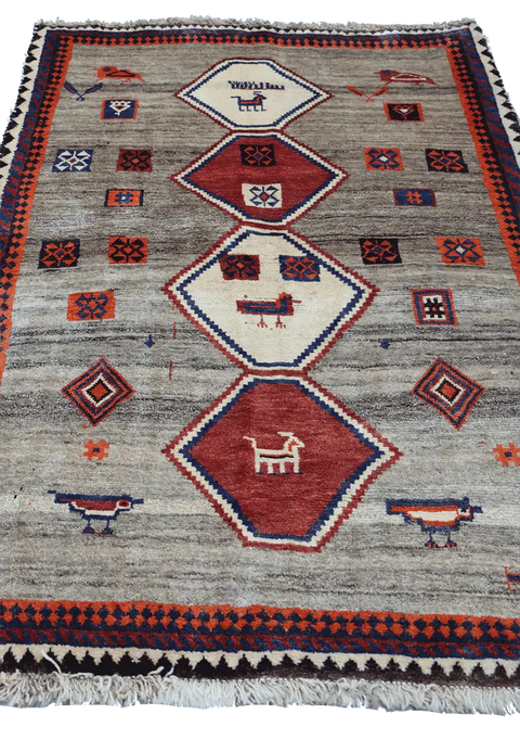 168 x 112 cm (5.51 x 3.67 ft) Gabbeh Tribal Wool Rugs Handmade Brown Coloured - Rugoutlet