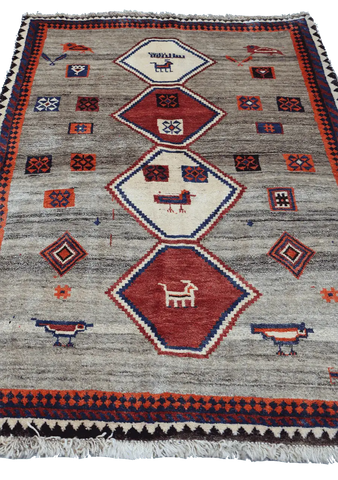 168 x 112 cm (5.51 x 3.67 ft) Gabbeh Tribal Wool Rugs Handmade Brown Coloured - Rugoutlet