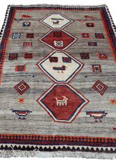 168 x 112 cm (5.51 x 3.67 ft) Gabbeh Tribal Wool Rugs Handmade Brown Coloured - Rugoutlet