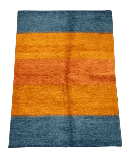 203 x 142 cm Gabbeh Tribal Wool Rug Hand-Knotted Yellow Grey - Rugoutlet