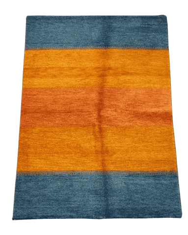 203 x 142 cm Gabbeh Tribal Wool Rug Hand-Knotted Yellow Grey - Rugoutlet