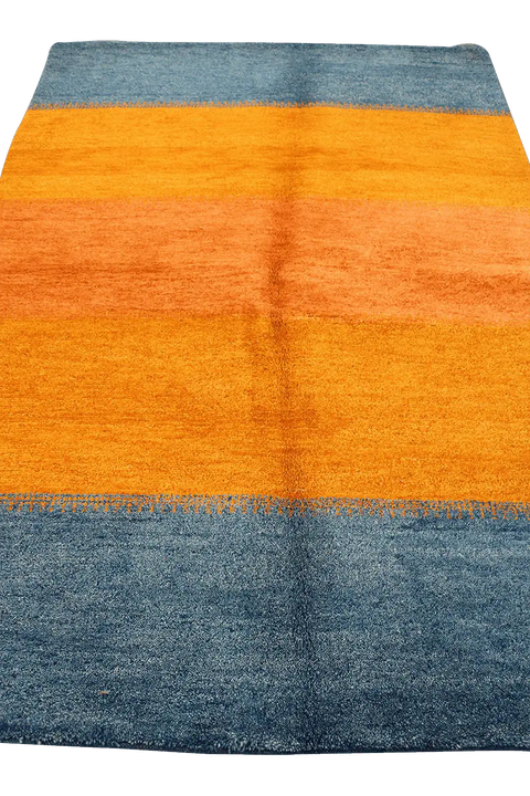 203 x 142 cm Gabbeh Tribal Wool Rug Hand-Knotted Yellow Grey - Rugoutlet