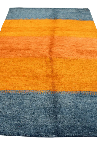 203 x 142 cm Gabbeh Tribal Wool Rug Hand-Knotted Yellow Grey - Rugoutlet