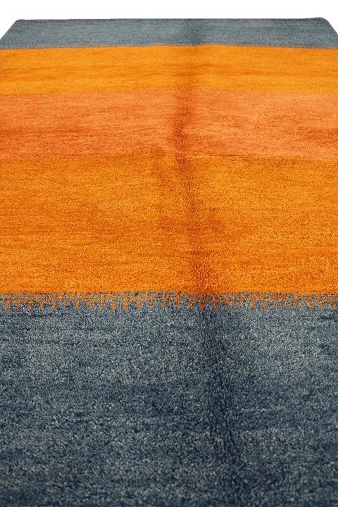 203 x 142 cm Gabbeh Tribal Wool Rug Hand-Knotted Yellow Grey - Rugoutlet
