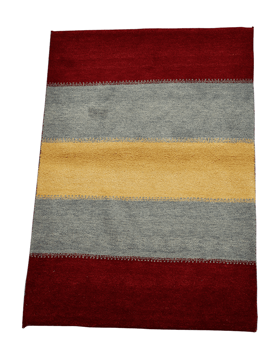 180 x 123 cm (5.91 x 4.04 ft) Gabbeh Tribal Wool Rugs Hand Knotted Grey Red Colour - Rugoutlet