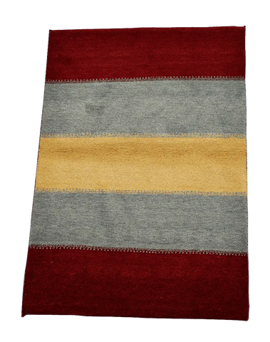 180 x 123 cm (5.91 x 4.04 ft) Gabbeh Tribal Wool Rugs Hand Knotted Grey Red Colour - Rugoutlet