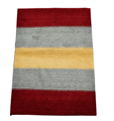 180 x 123 cm (5.91 x 4.04 ft) Gabbeh Tribal Wool Rugs Hand Knotted Grey Red Colour - Rugoutlet