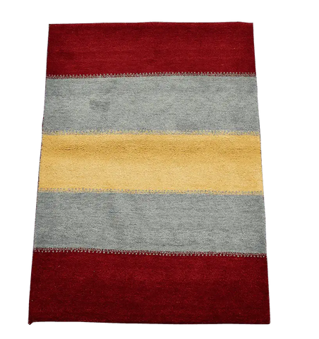 180 x 123 cm (5.91 x 4.04 ft) Gabbeh Tribal Wool Rugs Hand Knotted Grey Red Colour - Rugoutlet