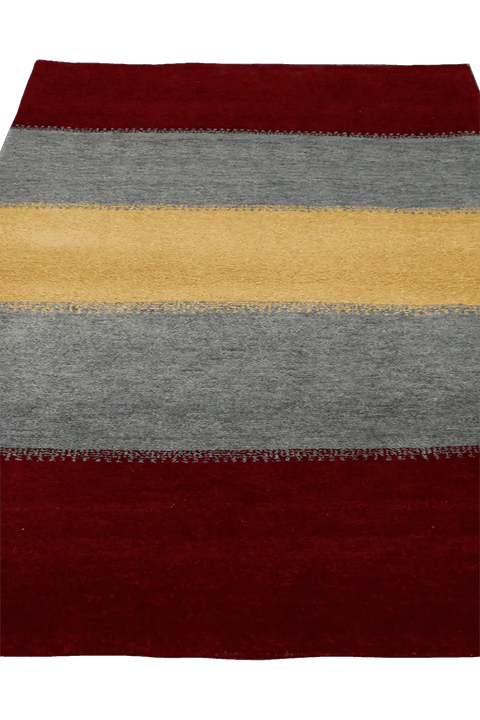 180 x 123 cm (5.91 x 4.04 ft) Gabbeh Tribal Wool Rugs Hand Knotted Grey Red Colour - Rugoutlet