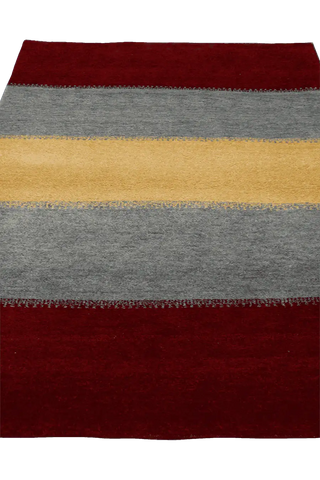 180 x 123 cm (5.91 x 4.04 ft) Gabbeh Tribal Wool Rugs Hand Knotted Grey Red Colour - Rugoutlet