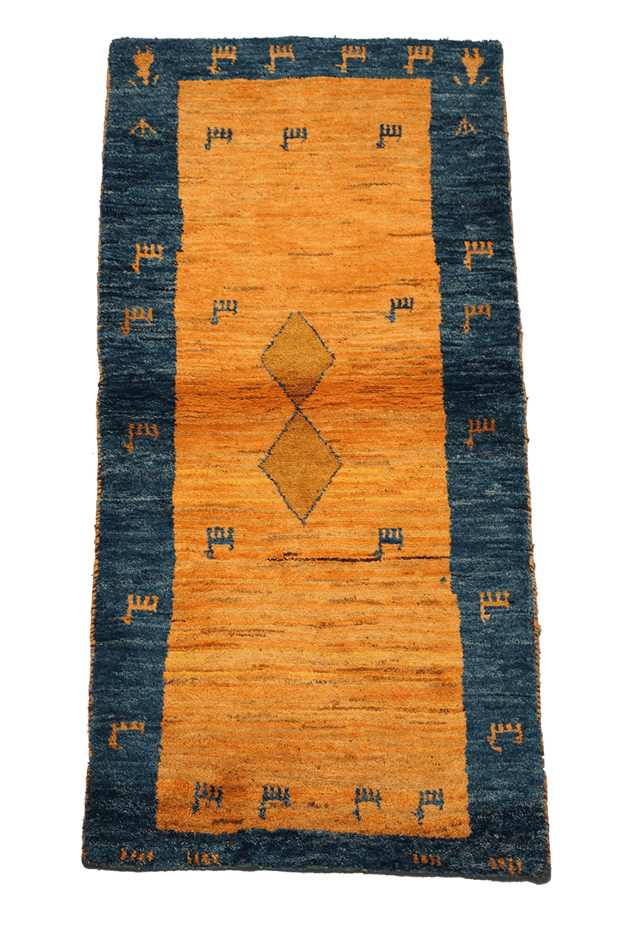 196 x 94 cm Gabbeh Tribal Wool Rug Hand-Knotted Grey Yellow Colour - Rugoutlet