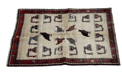 205 x 155 cm Gabbeh Tribal Wool Rug Hand-Knotted Beige Red Colour - Rugoutlet