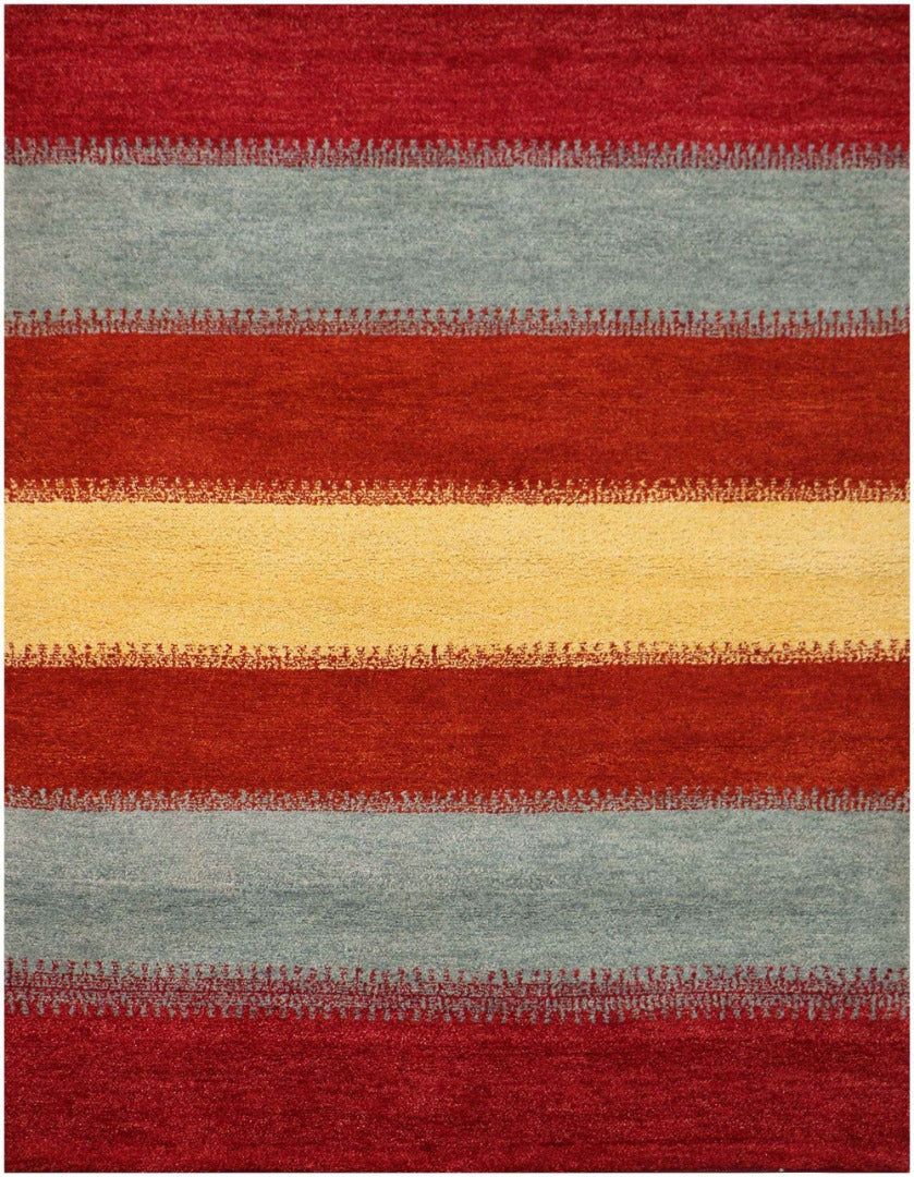 184x125 cm Gabbeh Tribal Wool Rugs Hand-Knotted Red Grey Colour - Rugoutlet