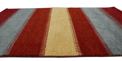 184x125 cm Gabbeh Tribal Wool Rugs Hand-Knotted Red Grey Colour - Rugoutlet