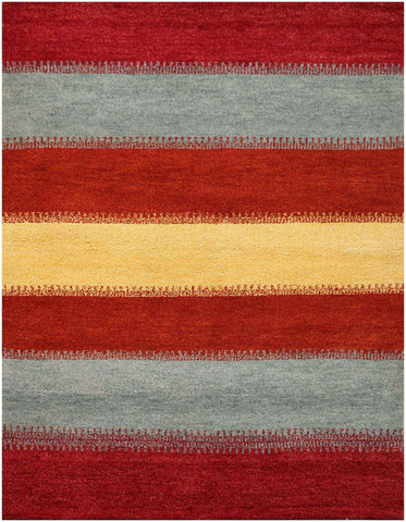 184x125 cm Gabbeh Tribal Wool Rugs Hand-Knotted Red Grey Colour - Rugoutlet