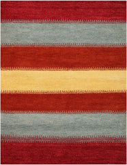 184x125 cm Gabbeh Tribal Wool Rugs Hand-Knotted Red Grey Colour - Rugoutlet