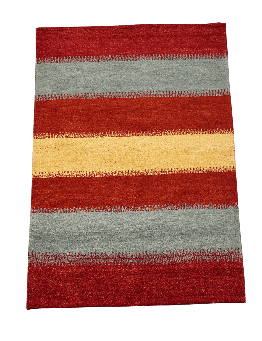 184x125 cm Gabbeh Tribal Wool Rugs Hand-Knotted Red Grey Colour - Rugoutlet