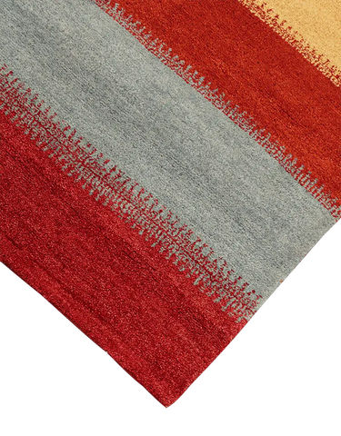 184x125 cm Gabbeh Tribal Wool Rugs Hand-Knotted Red Grey Colour - Rugoutlet