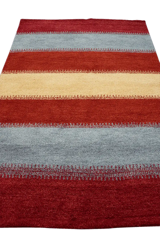 184x125 cm Gabbeh Tribal Wool Rugs Hand-Knotted Red Grey Colour - Rugoutlet