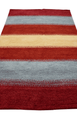 184x125 cm Gabbeh Tribal Wool Rugs Hand-Knotted Red Grey Colour - Rugoutlet