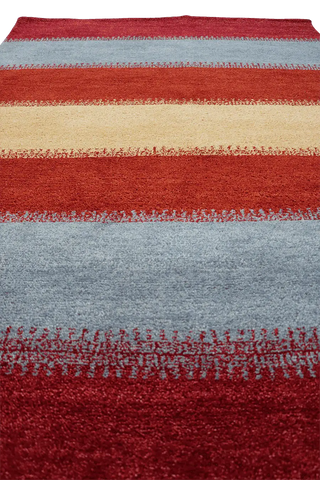184x125 cm Gabbeh Tribal Wool Rugs Hand-Knotted Red Grey Colour - Rugoutlet