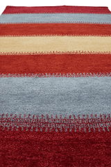 184x125 cm Gabbeh Tribal Wool Rugs Hand-Knotted Red Grey Colour - Rugoutlet