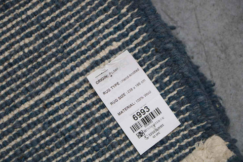 238x166 cm Moroccan Berber Beni Ourain Tribal Wool Rug blue - Rugoutlet