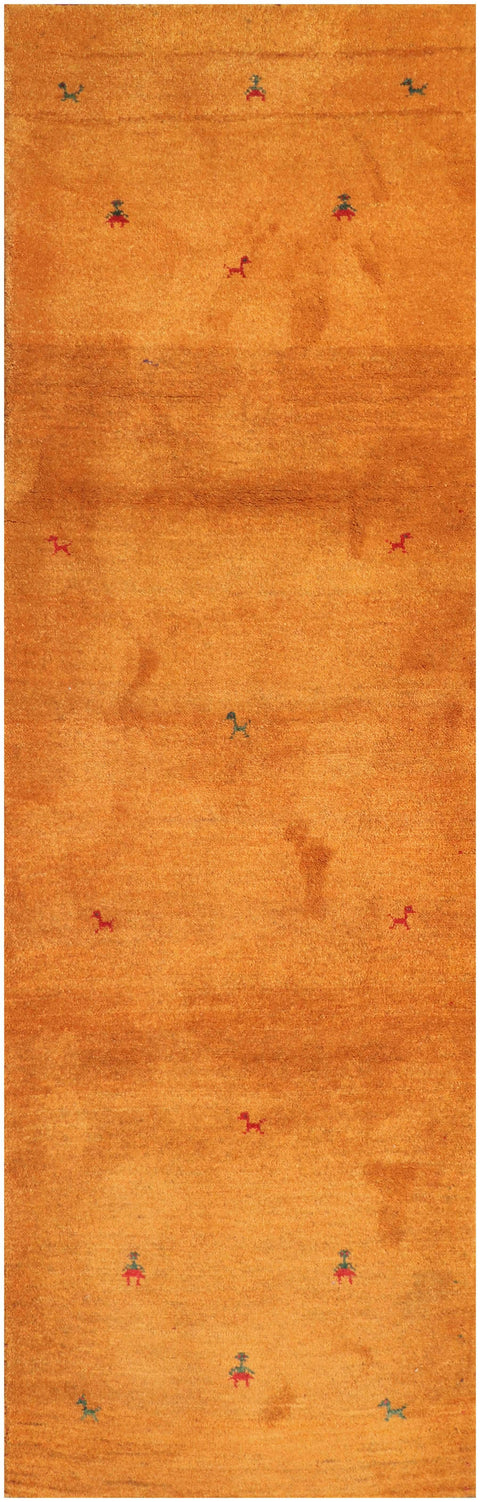 Close-up view of a Gabbeh Runner Tribal Wool Rug 