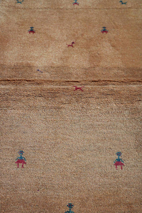 Close-up view of a Gabbeh Runner Tribal Wool Rug 