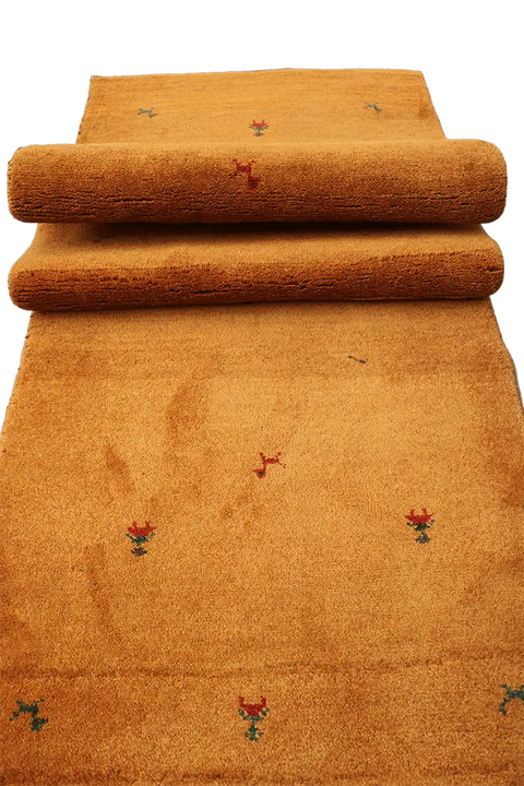 Close-up view of a Gabbeh Runner Tribal Wool Rug 