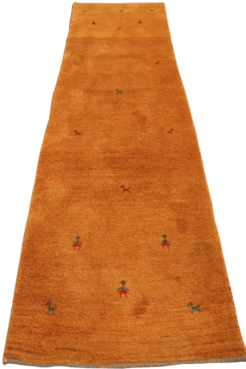 Close-up view of a Gabbeh Runner Tribal Wool Rug 